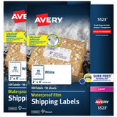 Avery® Waterproof Labels with Ultrahold® Permanent Adhesive, 2" x 4", Laser, 2-Pack, 1,000 Labels Total (25523)