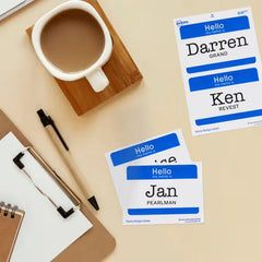 Avery® Hello My Name Is Adhesive Name Badge Labels, Blue Border, 100 Removable Name Badges (05141)