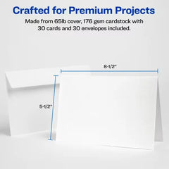 Avery® Half-Fold Greeting Cards with Envelopes, 5-1/2" x 8-1/2", Textured White, Inkjet Printer Compatible (3378)