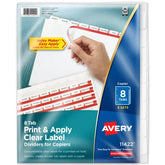 Avery® Print & Apply Clear Label Dividers, Index Maker® Easy Peel® Printable Labels for Copiers, 8 White Tabs, 5 Sets (11422)