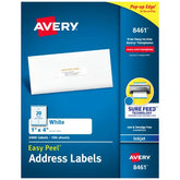 Avery® Easy Peel® Address Labels, Sure Feed™ Technology, Permanent Adhesive, 1" x 4", 2,000 Labels (8461)