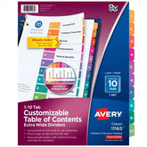 Avery® Ready Index® Extra-Wide Dividers, 10 Tabs Sets, Multicolor Tabs, Works Great with Sheet Protectors (11165)