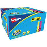 Avery(R) Hi-Liter(R), Pink and Yellow Highlighters, Desk Style, Chisel Tip, 24 Total (98189)