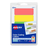 Avery® Removable Color-Coding Labels, Removable Adhesive, Assorted Neon Colors, 1" x 3", 200 Labels (5481)