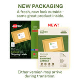 Avery® EcoFriendly Recycled Shipping Labels, 3-1/3" x 4", White, Permanent, 600 Printable Labels (48464)