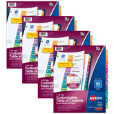 Avery® Ready Index® Extra-Wide Dividers, 10 Tabs Sets, Multicolor Tabs, Works with Sheet Protectors, 4 Sets (34776)