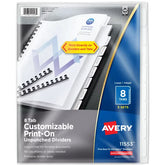 Avery® Unpunched Print-On™ Dividers, 8 Tabs, 5 Sets (11553)
