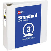 Avery® Standard View Binder, 3" Round Rings, 460-Sheet Capacity, 3.5-Inch Wide Spine, White Binder (05741)