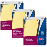 Avery® Jan-Dec Pre-Printed Dividers for 3 Ring Binders, 12-Tab Sets, Pre-Printed Black Leather Tabs, 3 Sets (26180)