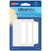 Avery® Ultra Tabs®, White, 3" x 1.5", 24 Repositionable Filing Tabs, 2-Sided Writable (74776)