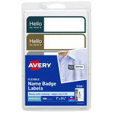 Avery® Flexible Adhesive Name Badge Labels, 1" x 3-3/4", Assorted, 100 Removable Name Badges (05154)