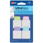 Avery® Ultra Tabs™, Mini Tabs, 1" x 1.5", 2-Side Writable, Assorted Pastel Colors, 40 Self Adhesive Tabs (74761)