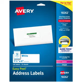 Avery® Easy Peel® Address Labels, Sure Feed™ Technology, Permanent Adhesive, 1-1/3" x 4", 140 Labels (18262)