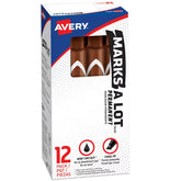 Avery® Marks A Lot® Permanent Markers, Large Desk-Style Size, Chisel Tip, 1 Brown Marker (08881)
