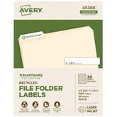 Avery® EcoFriendly Recycled File Folder Labels, 2/3" x 3-7/16", White, Permanent, 1,500 Printable Labels (45366)