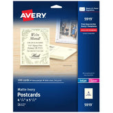 Avery® Postcards, 4-1/4 x 5-1/2", Ivory, 100 Blank Postcards for Laser and Inkjet Printers (5919)