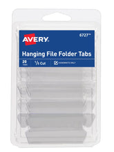 Avery® Hanging File Folder Tabs and Inserts, 1/5 Cut, Clear, 20 File Folder Tabs and Inserts Total (06727)