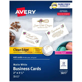 Avery® Clean Edge® Printable Business Cards with Sure Feed Technology, 2" x 3-1/2", White, 400 Blank Cards (05877)