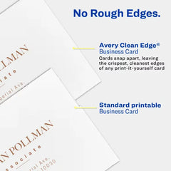 Avery&reg; Clean Edge&reg; Business Cards with Sure Feed Technology, 2" x 3-1/2", Glossy White, 200 Blank Cards (08859)