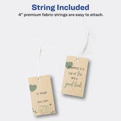 Avery&reg;  Kraft Brown Rectangle Tags with Sure Feed&reg;  Technology, 2" x 3.5", Laser/Inkjet, 64 Tags with Strings (80517)
