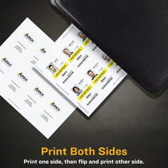 Durable Tall ID Badges & Name Tags, 3.375" x 2.125", Laser Printable Both Sides, Blank White, 80 Total (61612)