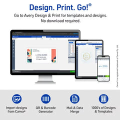 Avery&reg; Printable Business Cards with Sure Feed&trade;, 2" x 3.5", White, 250 Blank Cards for Laser Printers (5371)