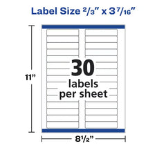 Clear Self-Adhesive Filing Labels, Permanent Adhesive, Glossy Clear, 2/3” x 3-7/16”, 450 Labels (5029)