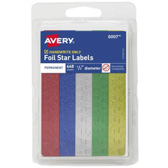 Avery&reg; Foil Star Labels, 1/2", Assorted Colors, Non-Printable, 440 Star Stickers Total (6007)