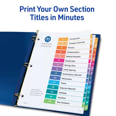 Avery&reg; Ready Index&reg; Dividers, 15 Tab Sets, Customizable Table of Contents, Multicolor Tabs, 3 Sets (11074)