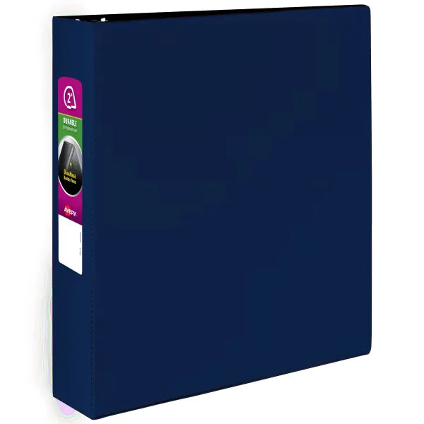 Avery&reg; Durable Binder, 2" Slant Rings, 500-Sheet Capacity, DuraHinge&trade;, Blue (27551)