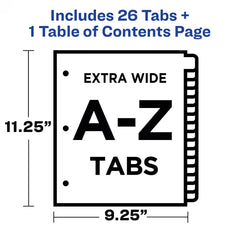 Avery&reg; Ready Index&reg; Extra-Wide A-Z Dividers, 26 Tabs Sets, Multicolor Tabs, Works Great with Sheet Protectors (11166)