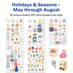 Avery&reg; Holidays and Seasons Planner Sticker Pack, 15 Sheets, 571 Total (6776)