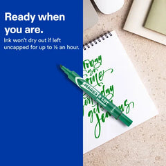 Avery&reg; Marks A Lot&reg; Permanent Markers, Large Desk-Style Size, Chisel Tip, 36 Green Markers Total (98241)