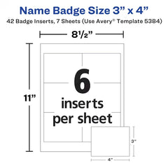 Avery&reg; Name Badges with Clips, 3" x 4", Clear Name Tag Holders with White Inserts, 40 Clip Style Name Badges (5384)