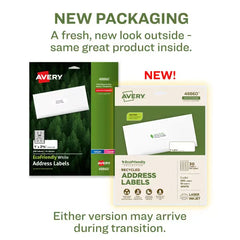 Avery&reg; EcoFriendly Recycled Address Labels, 1" x 2-5/8", White, Permanent, 300 Printable Labels (48860)