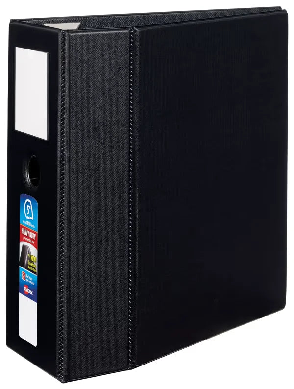 Avery&reg; Heavy-Duty 3 Ring Binder with Label Holder, 5" One Touch EZD&reg; Rings, 2.3/4.8" Spine, 1 Black Binder (79996)