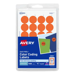 Avery&reg; Removable Color-Coding Labels, Removable Adhesive, Orange, 3/4" Diameter, 1,008 Labels (5465)