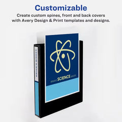 Avery&reg; Durable View Binder, 1" Slant Rings, 220-Sheet Capacity, DuraHinge, 4 Black Binders (05737)