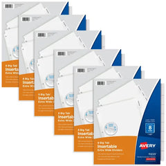 Avery&reg; Extra-Wide Big Tab&trade; Insertable Tab Dividers, 8-Tab, Clear Tabs, Works With Sheet Protectors, 6 Sets (11254)