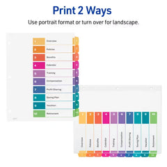 Avery&reg; Ready Index&reg; Dividers, 10 Tab Sets, Customizable Table of Contents, Multicolor Tabs, 3 Sets (11072)