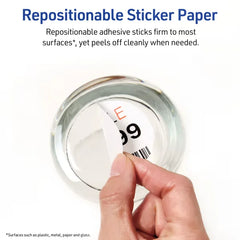Avery Sticker Paper, 8-1/2" x 11", Matte White, Repositionable, Laser/Inkjet Compatible, 5 Full-Size Sheets (53202)