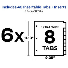 Avery&reg; Extra-Wide Big Tab&trade; Insertable Tab Dividers, 8-Tab, Clear Tabs, Works With Sheet Protectors, 6 Sets (11254)