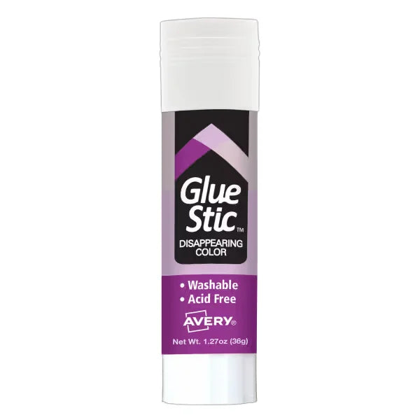 Avery(R) Glue Stick, Disappearing Purple Color, 1.27 oz., Washable, 1 Permanent Glue Stick (00226)