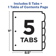 Avery&reg; Ready Index&reg; Dividers, 5 Tab Sets, Customizable Table of Contents, Multicolor Arched Tabs (11840)