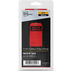 Pack of Tags, Service Tags, Preprinted Red Out of Service Hang Tags, Pre-Strung Card Stock, 25ct, 3" x 5-3/4" (62429)
