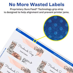 Avery&reg; Glossy White Labels with Sure Feed&reg; Technology, 2" x 3" Rectangle Labels, Print to the Edge, Laser/Inkjet, 80 Labels (22890)