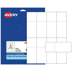 Avery&reg; Printable Tickets with Stubs, 2-1/8" x 5-1/2", Laser/Inkjet, 200 Blank Tickets (16431)