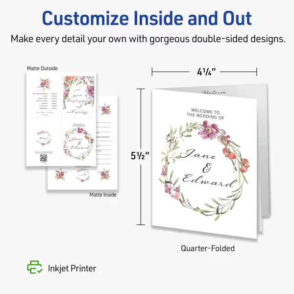 Avery&reg; Quarter-Fold Greeting Cards with Envelopes, 4-1/4" x 5-1/2", Matte White, Inkjet Printers, 20 Total (3266)