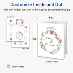 Avery&reg; Quarter-Fold Greeting Cards with Envelopes, 4-1/4" x 5-1/2", Matte White, Inkjet Printers, 20 Total (3266)
