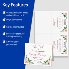 Avery&reg; Note Cards with Envelopes, 4-1/4" x 5-1/2", Textured White, Inkjet Printer Compatible, 50 Total (3379)